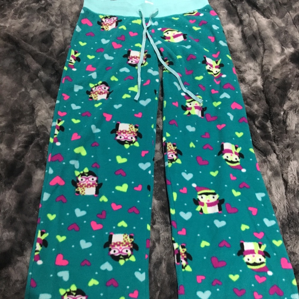 Blue penguin pajama pants